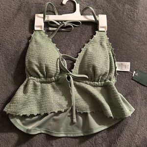 Wild Fable Sage Green Swim Halter Top